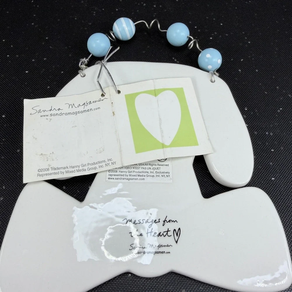 Sandra Magsamen Dept 56 I Ruff You Dog Ceramic Wall Plaque Heart Eye Blue Bow